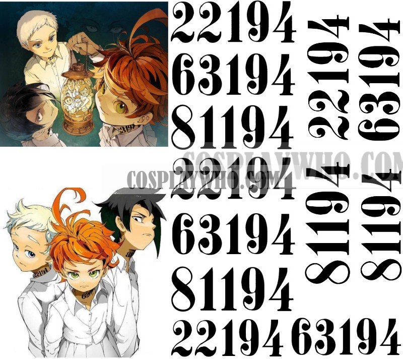 FM-Anime – The Promised Neverland Emma 63194 Number Cosplay Tattoo Stickers